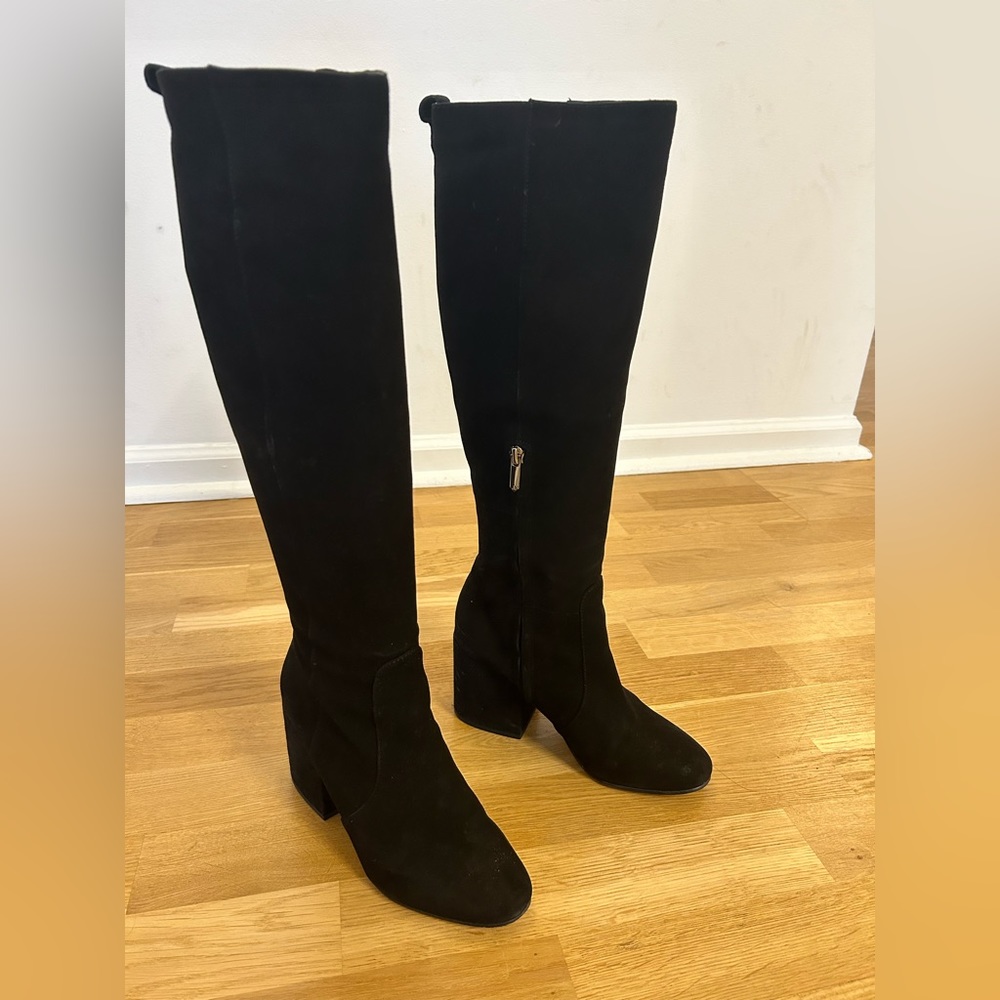 Sam Edelman Tall Heeled Thora Black Suede Boots